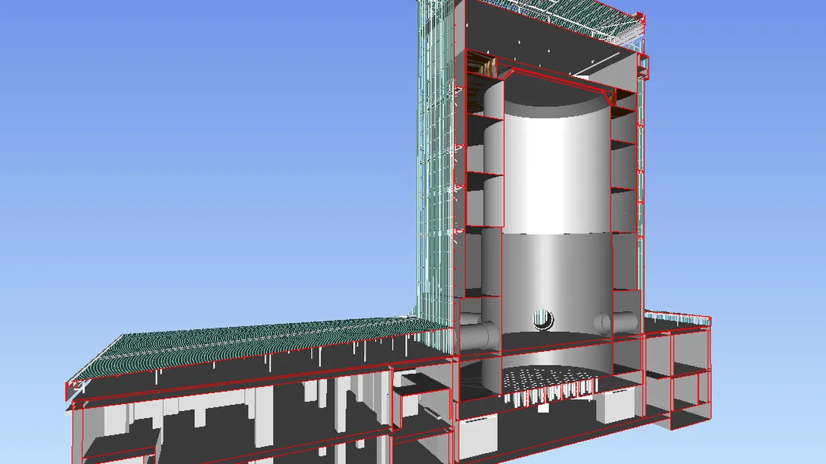 Modelo BIM de edificaciones de la central nuclear de Vandell&oacute;s
